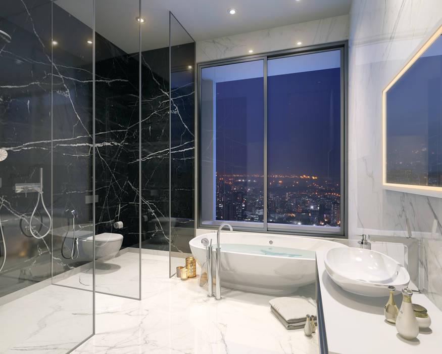 HYDE PARK TOWER, BIBBEWADI, PUNE Chaney Architects Modern Bathroom