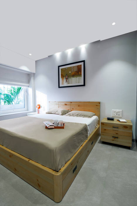 Residential - Lower Parel, Nitido Interior design Nitido Interior design Kamar Tidur Modern Kayu Wood effect Beds & headboards