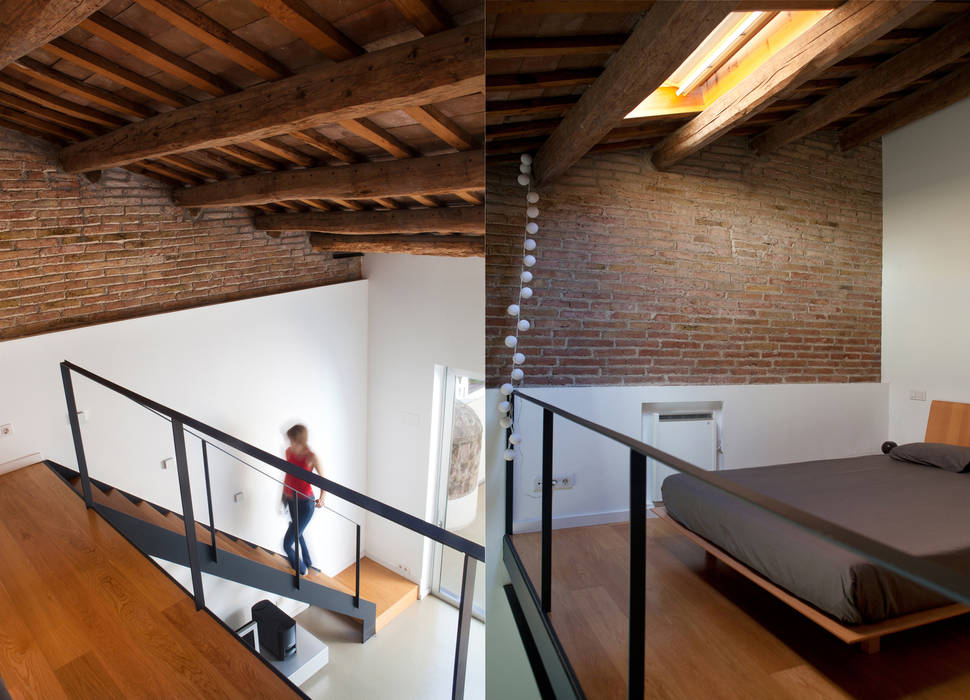 Escalera/dormitorio CABRÉ I DÍAZ ARQUITECTES Dormitorios de estilo minimalista