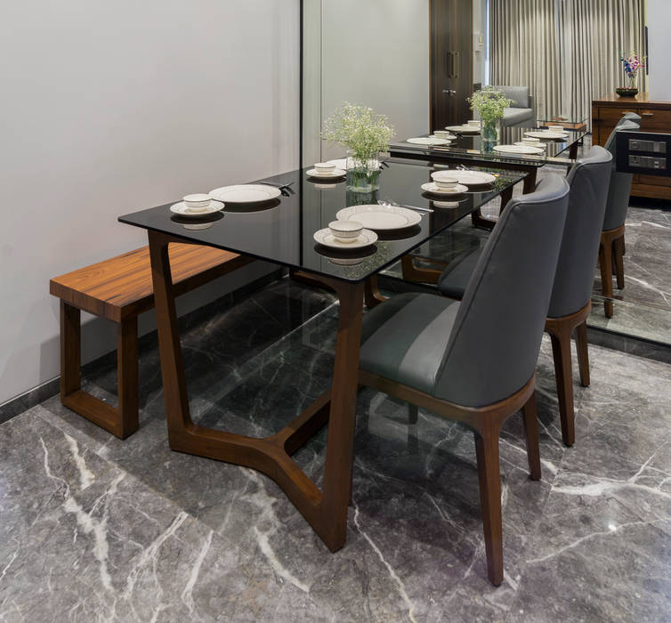 Residential - Marine Drive, Nitido Interior design Nitido Interior design Modern dining room Leather Grey Chairs & benches