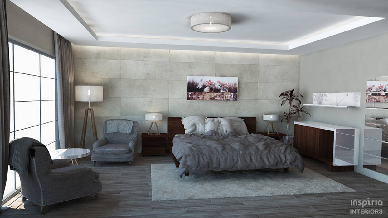 House Renovation, Mexico. Bedroom Inspiria Interiors Спальня bedroom interior,bedroom design,modern bedroom,contemporary bedroom,luxury bedroom,cozy bedroom,bedroom lounge,neutral colors,taupe colors,container house