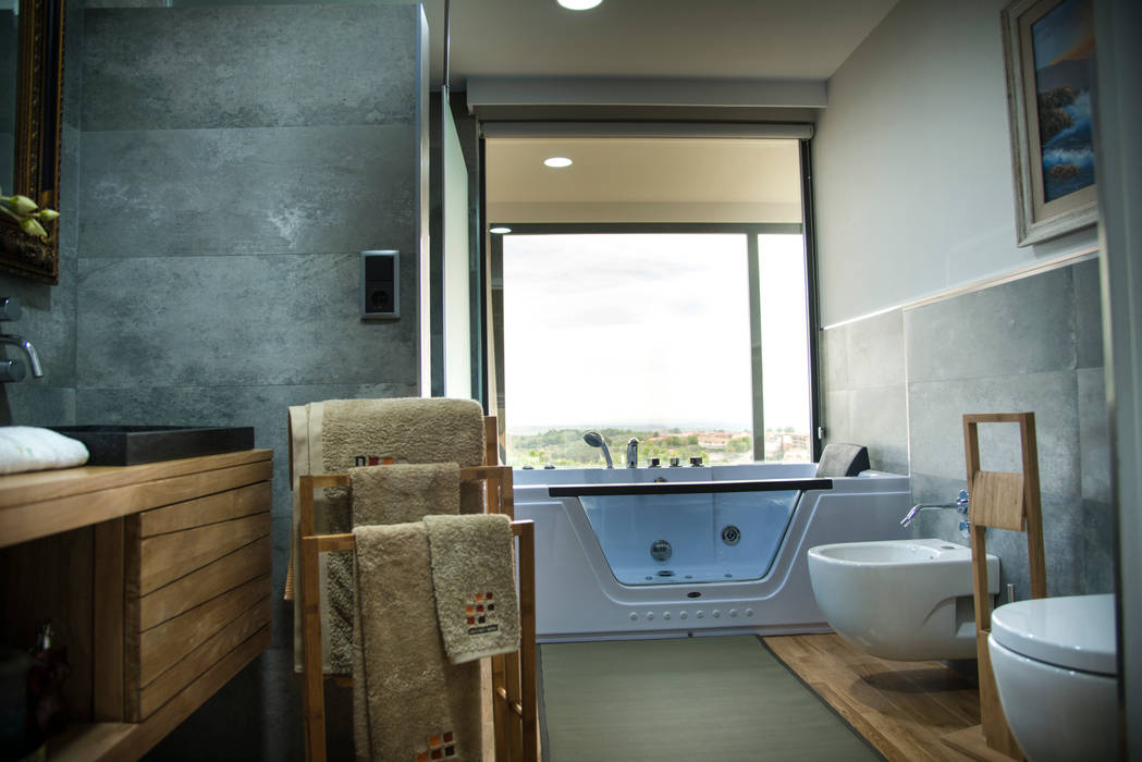Construcción casa modular en Cáceres, MODULAR HOME MODULAR HOME 現代浴室設計點子、靈感&圖片