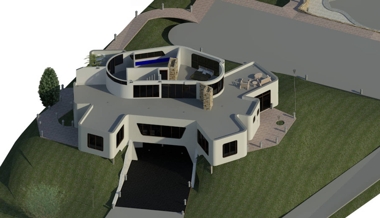 Sección Horizontal de Habitación principal. Bioarke Construcciones C.A. Oficinas de estilo minimalista Aglomerado