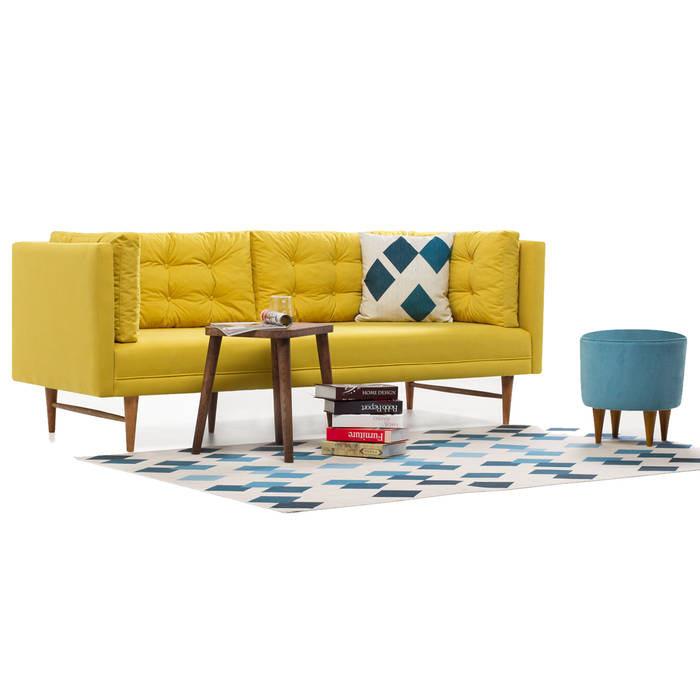 Point Retro Life Sarı Üçlü Kanepe, K105 Mobilya Pazarlama Danışmanlık San.İç ve Dış Tic.LTD.ŞTİ. K105 Mobilya Pazarlama Danışmanlık San.İç ve Dış Tic.LTD.ŞTİ. Modern living room Wood Wood effect Sofas & armchairs