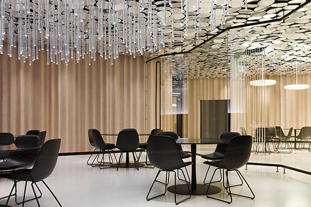 Restaurant At The Spiegel S New Headquater Modern Dining Room By Alcantara Stone Corporation Modern Homify