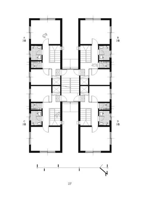 가구단위 2층평면도: 구름집 02-338-6835의 현대 ,모던 공동주택,1가구2층,계단,평면도,다세대