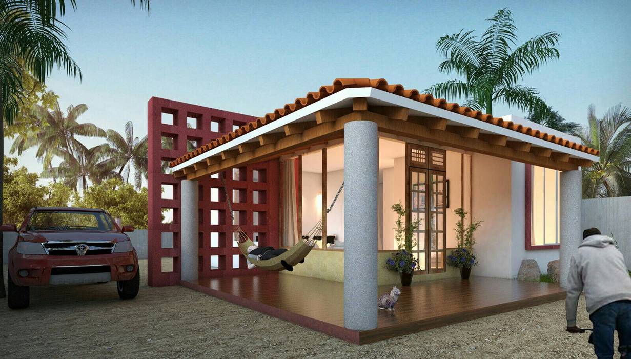 VILLA TLALIXTAC JLC ARQUITECTURA Otros espacios Ladrillos Tabiques y mamparas