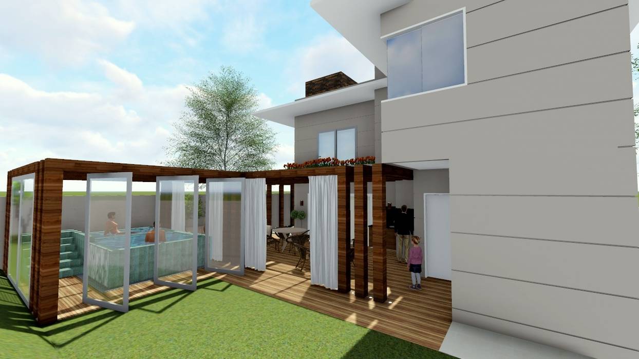 Residência Contemporânea, Studio² Studio² Moderne balkons, veranda's en terrassen