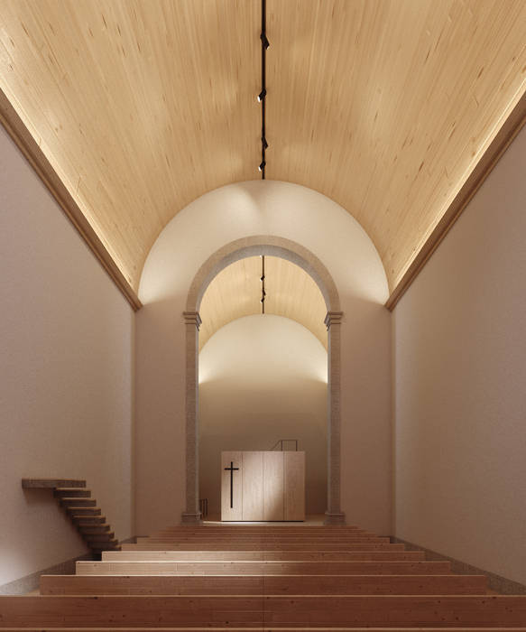 Recuperação do Antigo Colégio de Aldeia da ponte, David Bilo | Arquitecto David Bilo | Arquitecto Minimalist corridor, hallway & stairs Wood Wood effect