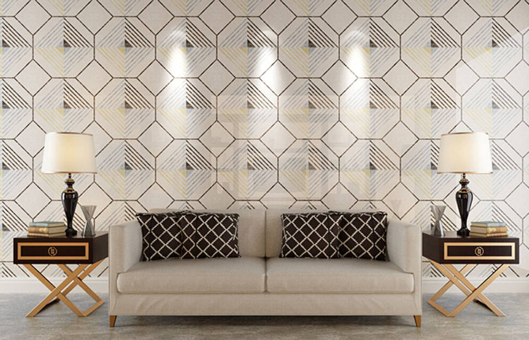 Water Jet Mosaics in Various China Projects ShellShock Designs Modern living room Tiles