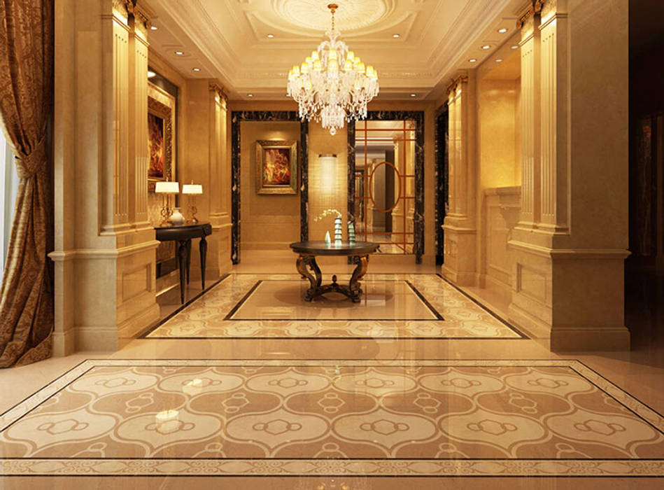 Water Jet Mosaics in Various China Projects ShellShock Designs Modern corridor, hallway & stairs Tiles