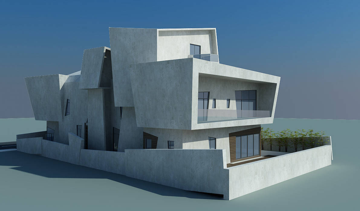 Proposed residence for Mr.Nishanth at ECR, Chennai, Offcentered Architects Offcentered Architects Case moderne Cemento