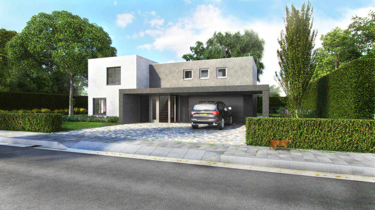 Voorzijde moderne villa Villa Delphia Moderne huizen modern,wonen,woning,nieuwbouw,villa,stijlvolwonen,exclusievewoning