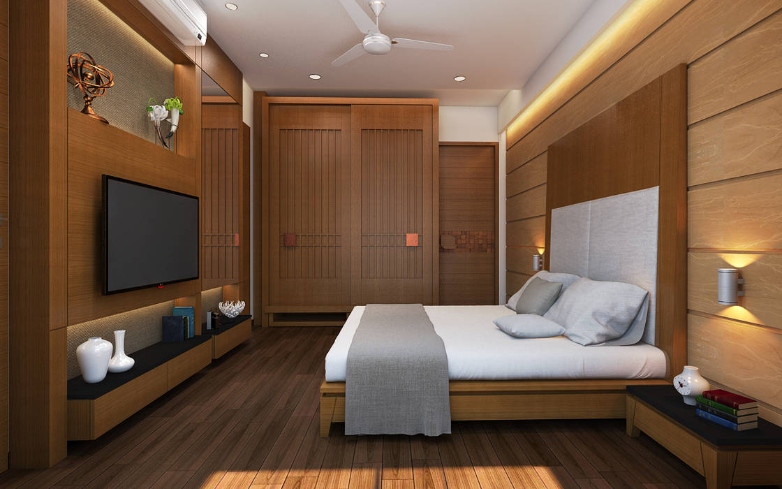 DR. BHAVESHBHAI CHUAHAN RESIDENCE, INCEPT DESIGN SERVICES INCEPT DESIGN SERVICES Moderne Schlafzimmer