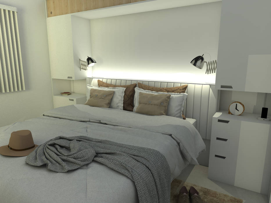 Dormitorio principal. Línea SoHo1 campos complementarios Dormitorios de estilo moderno Derivados de madera Transparente Iluminación
