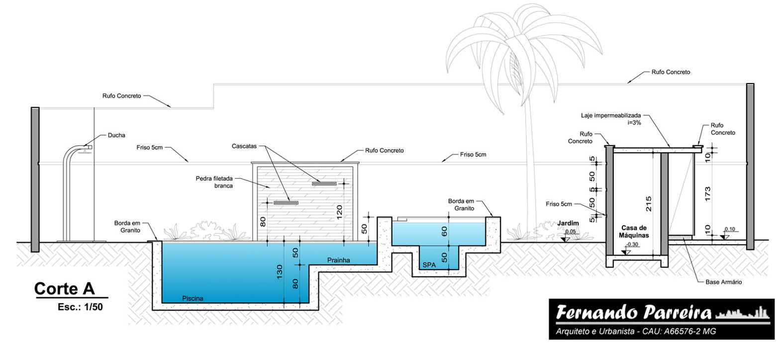 Corte Da Piscina E Spa Fernando Parreira Arquitetura Piscinas Modernas Azul Homify