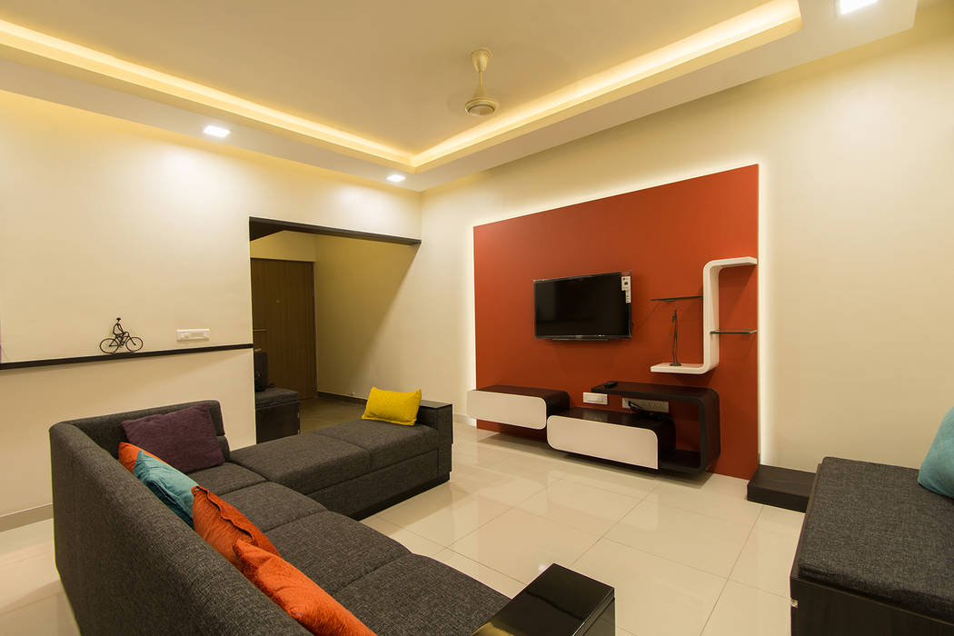 Living Room Navmiti Designs Minimalist living room TV stands & cabinets