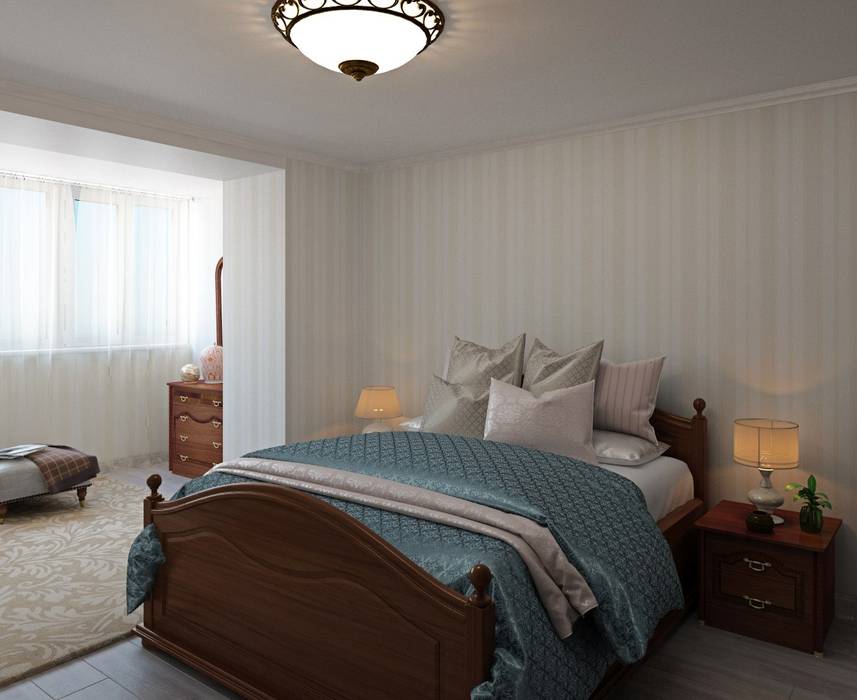 3 к.кв. на Гоголя, 2 (95 кв. м), ДизайнМастер ДизайнМастер Classic style bedroom Wood Wood effect