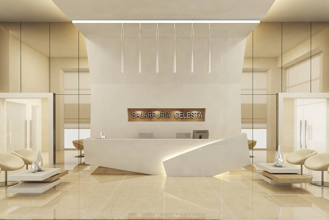 RECEPTION AREA De Panache - Interior Architects Modern walls & floors