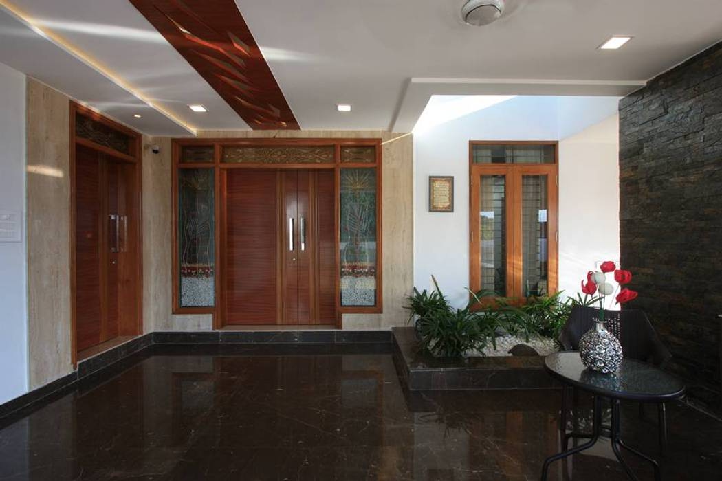 Main entrance Ansari Architects Modern balcony, veranda & terrace