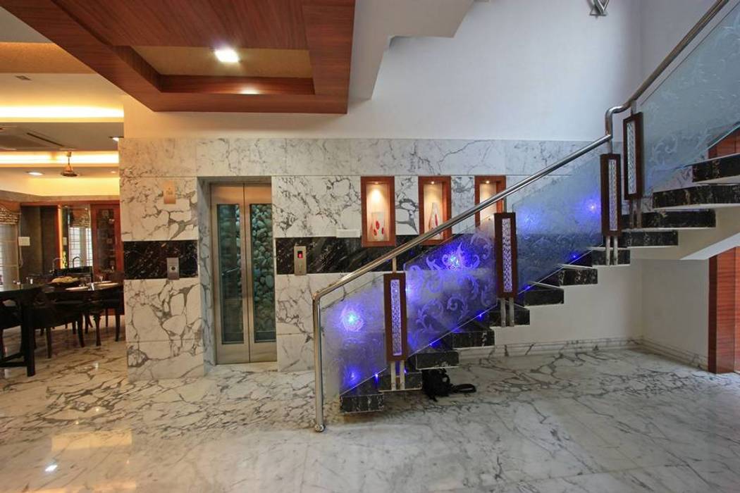 Staircase & lift Ansari Architects Modern corridor, hallway & stairs