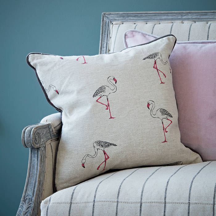 Linen Flamingo Cushion rigby & mac غرفة المعيشة flamingo,cushion,grey,Accessories & decoration