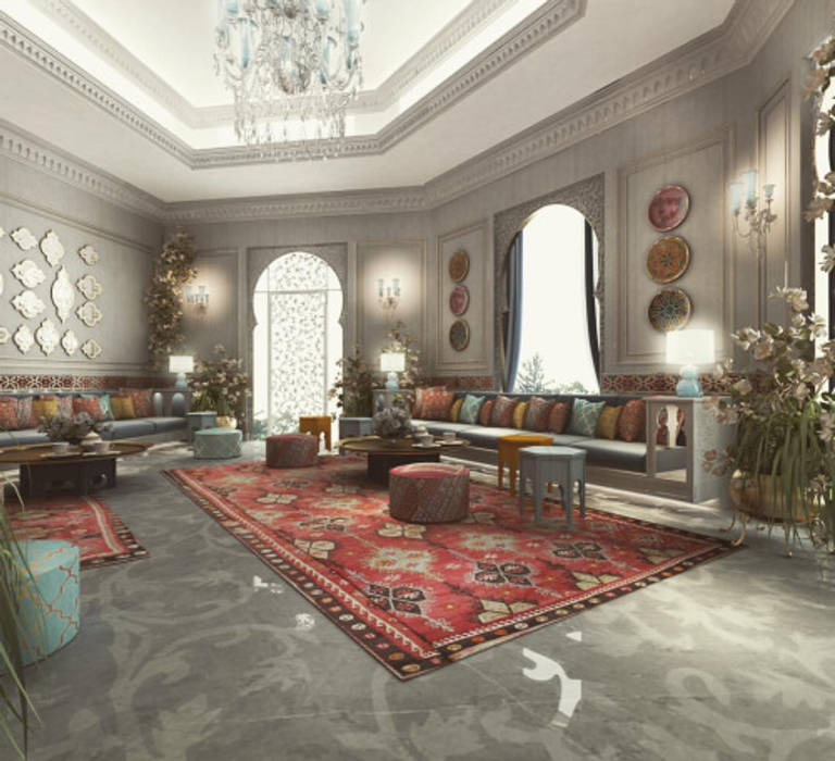 Interior Design & Architecture by IONS DESIGN Dubai,UAE, IONS DESIGN IONS DESIGN Mediterranean style living room