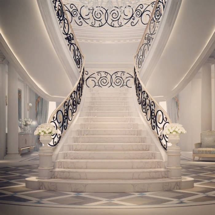 Interior Design & Architecture by IONS DESIGN Dubai,UAE, IONS DESIGN IONS DESIGN Classic style corridor, hallway and stairs