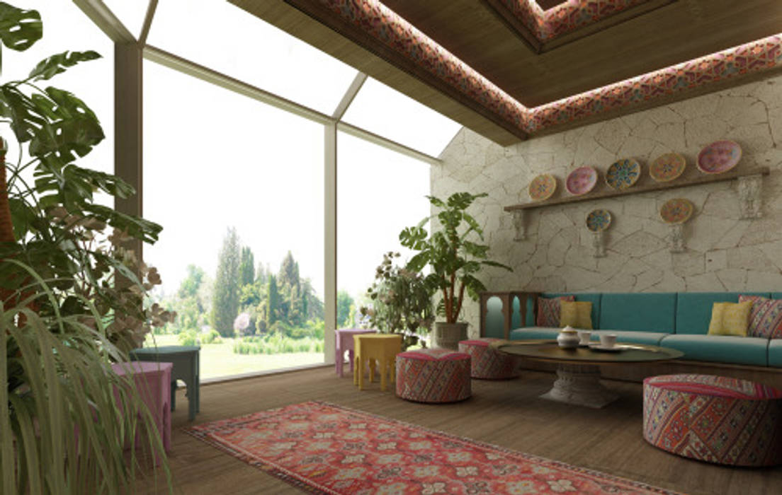 Interior Design & Architecture by IONS DESIGN Dubai,UAE, IONS DESIGN IONS DESIGN Balcon, Veranda & Terrasse ruraux