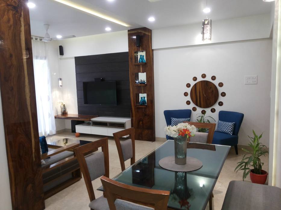 DB WOODS , GOREGAON, J SQUARE - Architectural Studio J SQUARE - Architectural Studio Modern dining room Tables