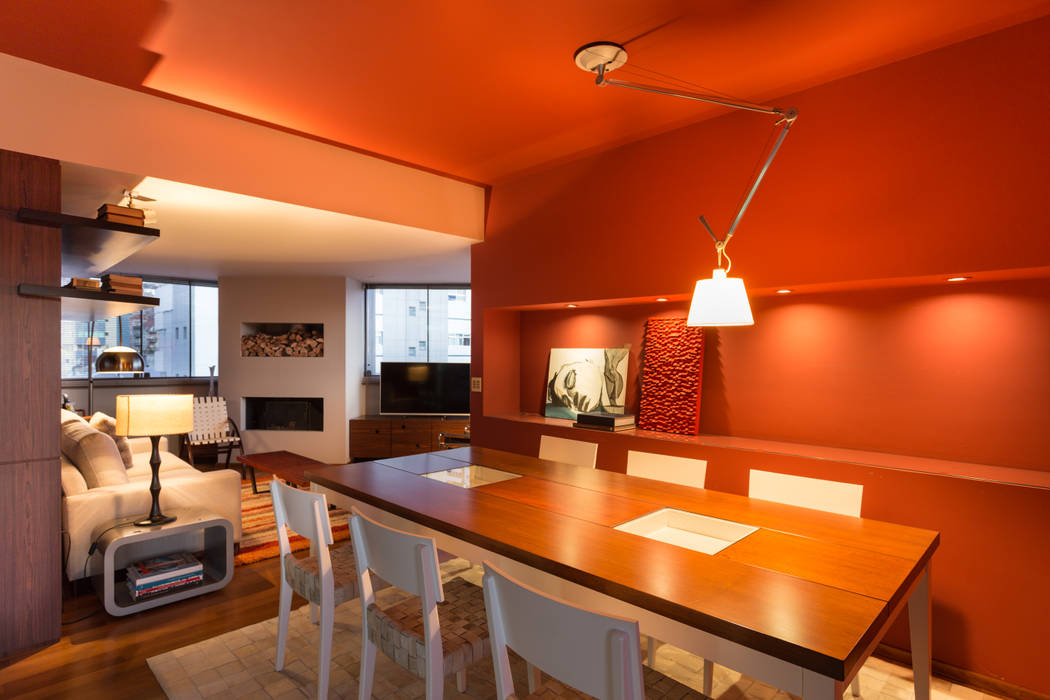 Apartamento Vermelho, Johnny Thomsen Arquitetura e Design Johnny Thomsen Arquitetura e Design Modern dining room