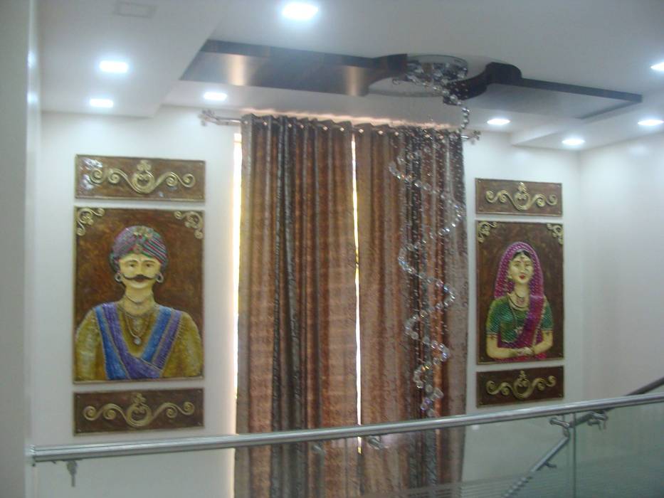 Independent Bunglow - Secunderabad , Hyderabad., Nabh Design & Associates Nabh Design & Associates Modern corridor, hallway & stairs