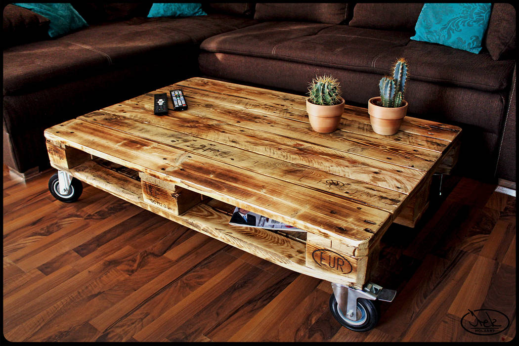 Loungetisch Europalette Irekholzart, IrekHolzArt IrekHolzArt Living room Wood Wood effect Side tables & trays