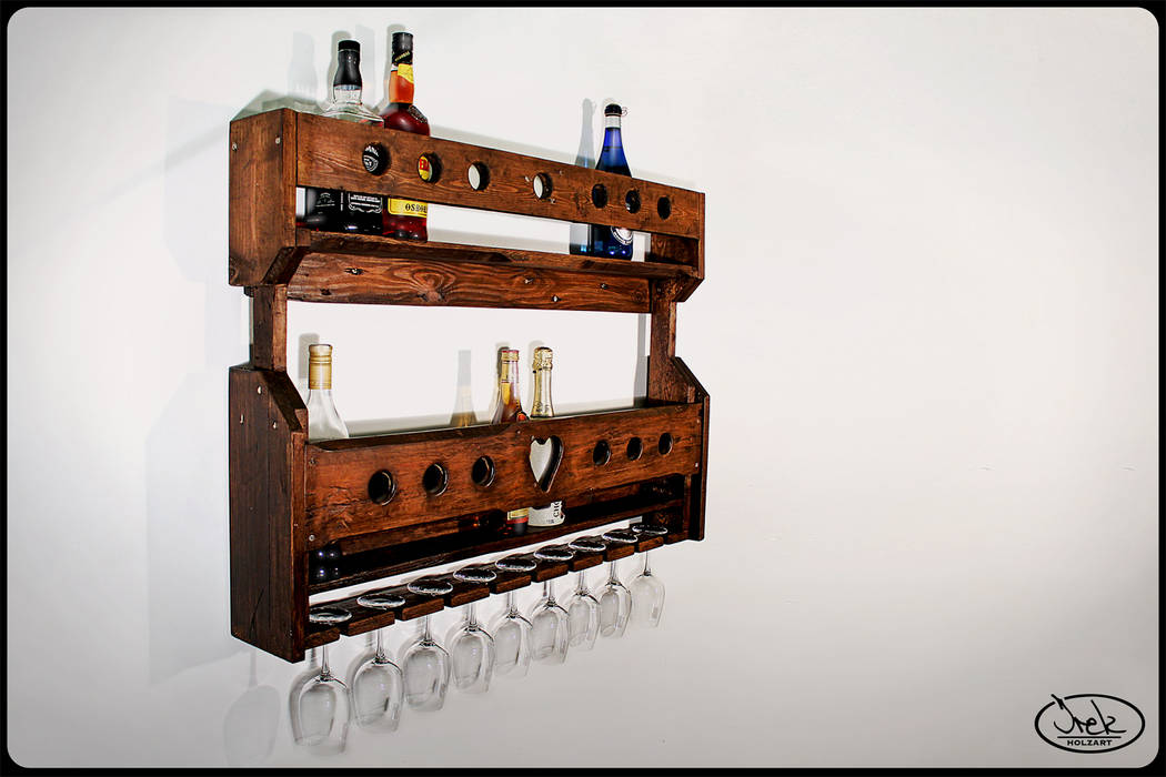 Weinregal Europaletten Irekholzart, IrekHolzArt IrekHolzArt Ruang Makan Gaya Rustic Kayu Wood effect Wine racks