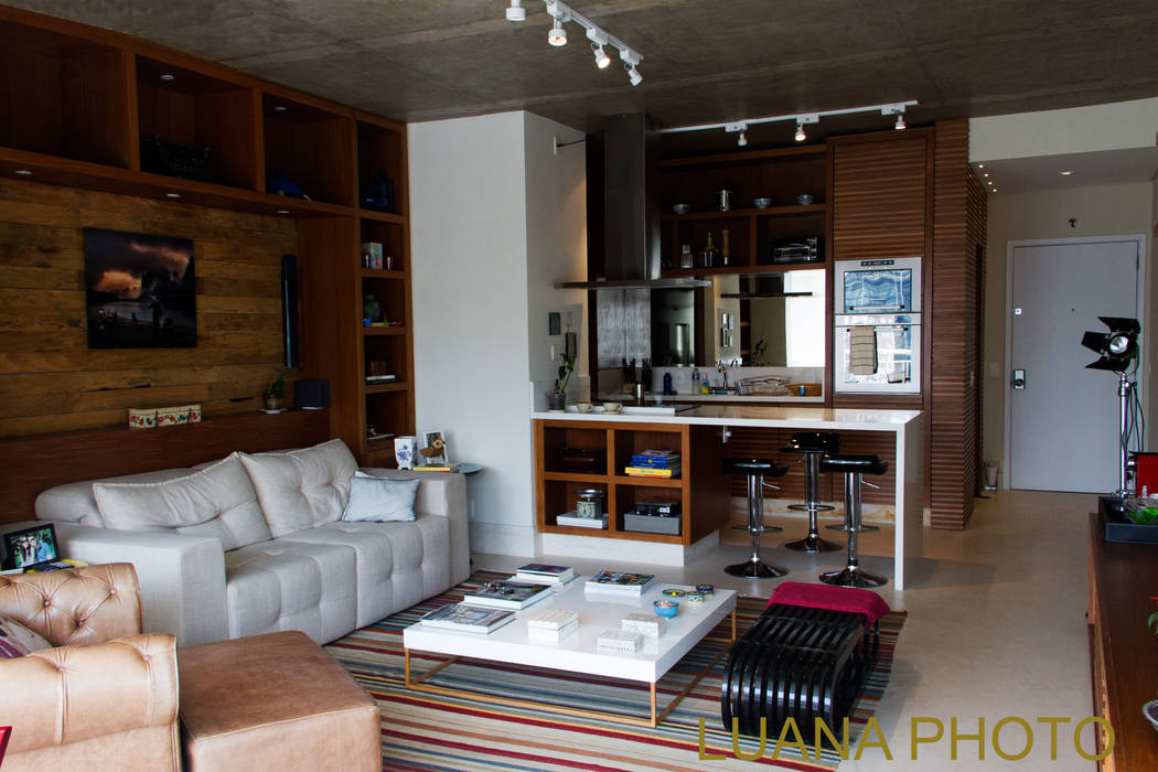 Living / Cozinha Marcelo Bicudo Arquitetura Salas de estar modernas