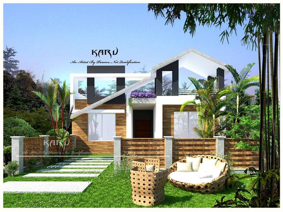 Farm House KARU AN ARTIST Modern houses Plant,Sky,Building,Nature,Rectangle,Tree,Land lot,Grass,Landscape,Real estate