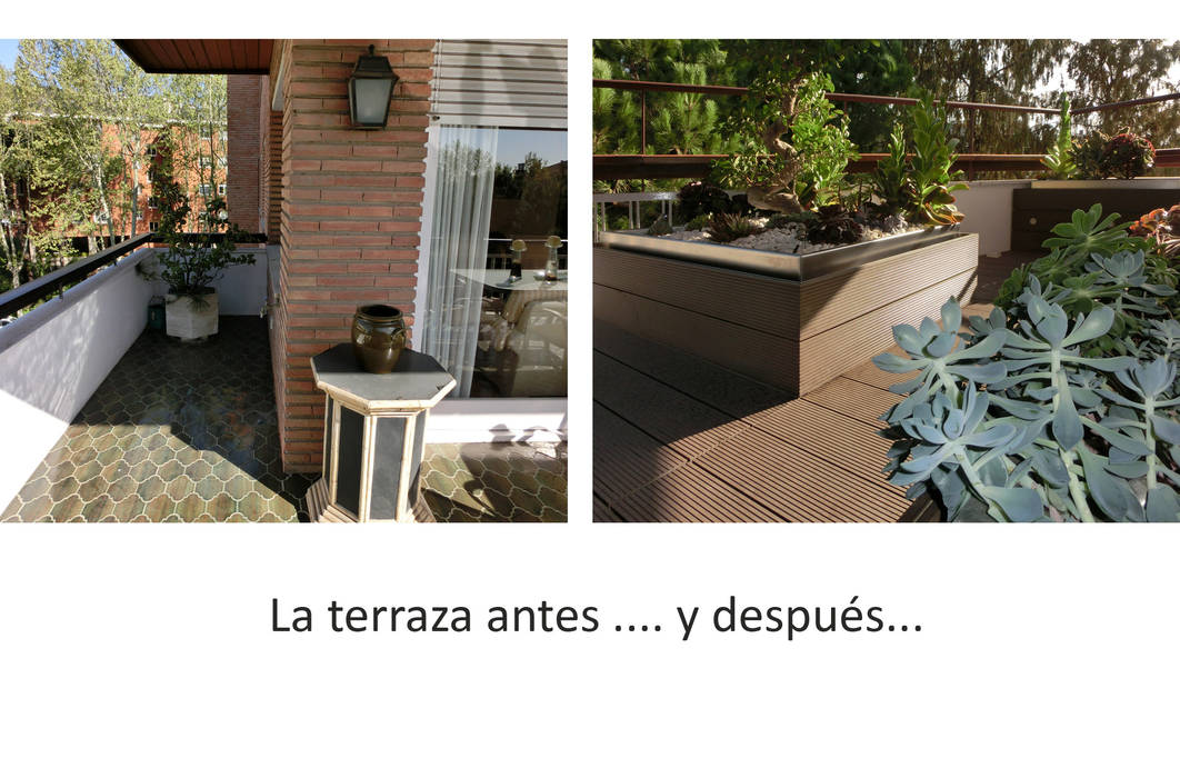 Terrace before and after Daifuku Designs Balcone, Veranda & Terrazza in stile minimalista terrace,before and after