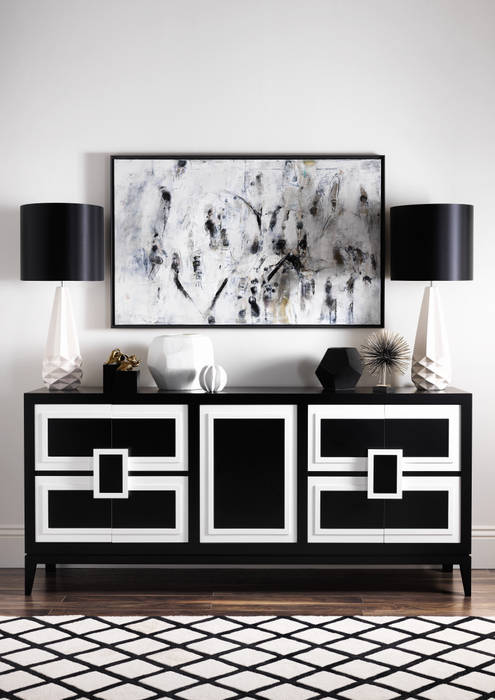 SS16 Style Guide - Refined Monochrome Collection - Hallway LuxDeco Living roomCupboards & sideboards Black hallway,sideboard,monochrome,luxury,corridor