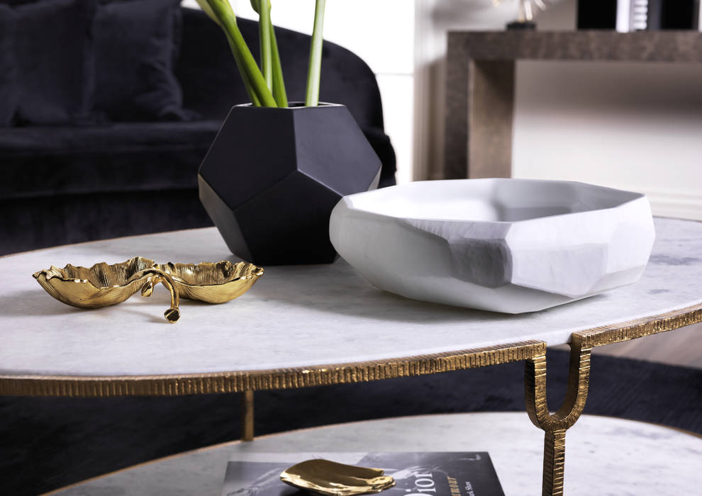 SS16 Style Guide - Refined Monochrome Collection - Living Room coffee table LuxDeco Modern living room coffee table,living room,marble,gold,whie,black,monochrome,monochromatic,Accessories & decoration