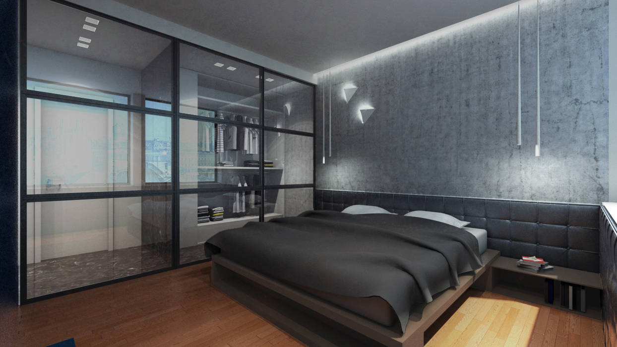 Un fil noir_appartamento a Milano, mygoodesign_arch. Sabrina Romani mygoodesign_arch. Sabrina Romani Modern style bedroom Solid Wood Multicolored