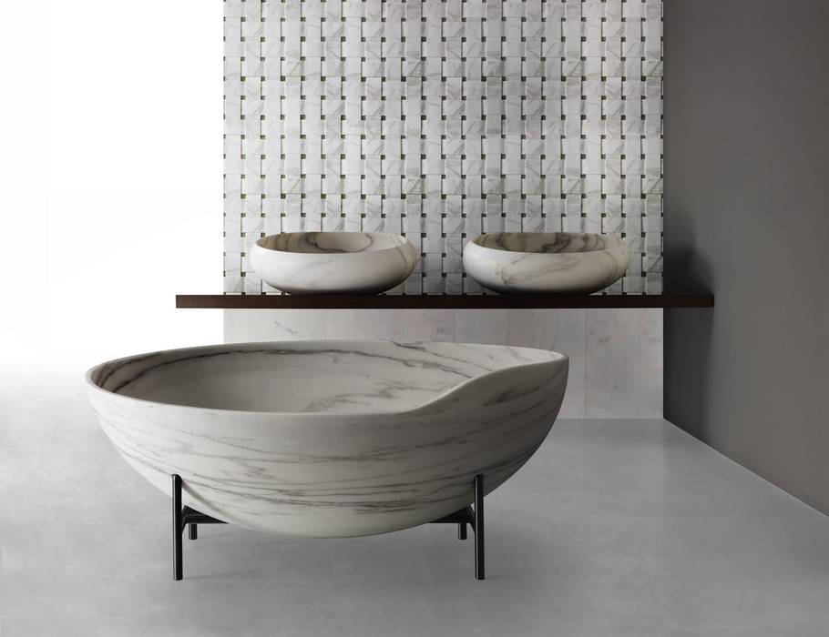 KORA, Marble’s lightness, Kreoo Kreoo Moderne Badezimmer Marmor Wannen und Duschen