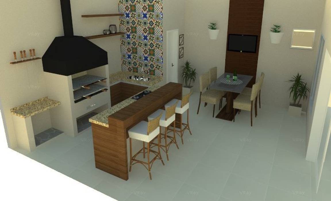 Varanda Gourmet A7 Arquitetura | Design Cozinhas modernas Mobília,Propriedade,Construção,Mesa,Design de interiores,Pisos,Piso,lar,Cadeira,Sala de estar