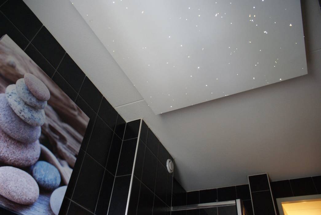 Star ceiling bathroom with fiber optic and led light, shooting stars