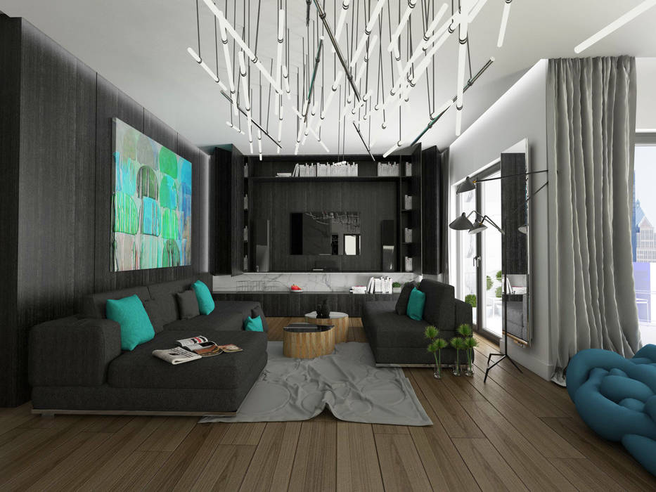 Instalacja światła, emc|partners emc|partners Modern Living Room MDF