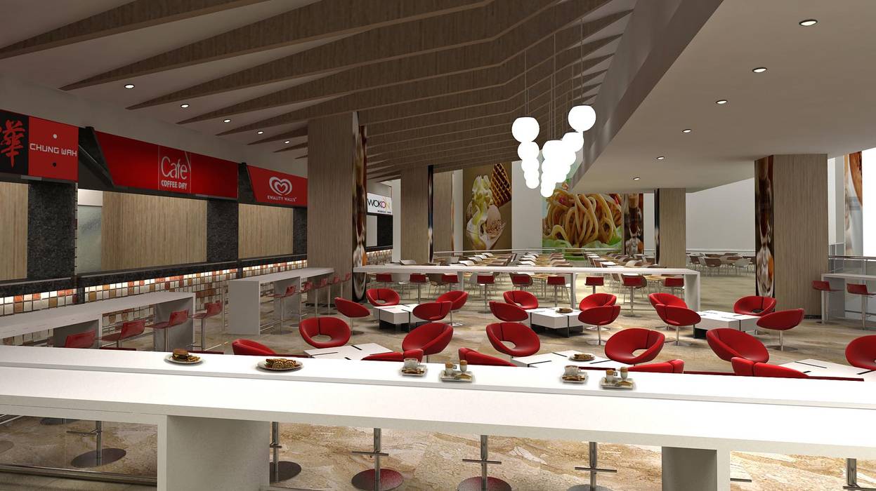 FOOD COURT AREA De Panache - Interior Architects Modern walls & floors