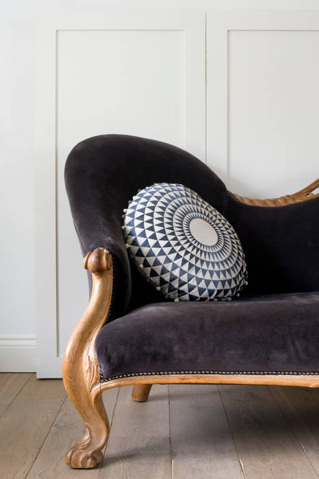 Concentric Cushion Slate Niki Jones Classic style living room Flax/Linen Pink scatter cushions,cushion,round,embroidered,niki jones,Accessories & decoration