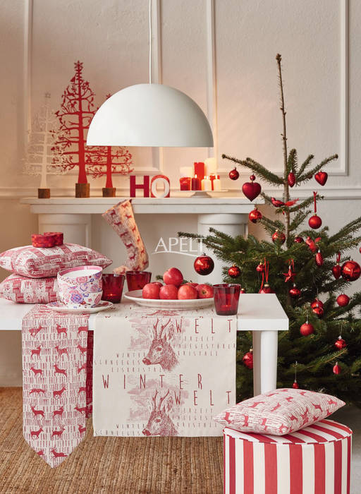 Christmas rot-weiß mit hirschmotiv: moderne wohnzimmer von homify ... Christmas rot-weiß mit hirschmotiv: moderne wohnzimmer von homify ...