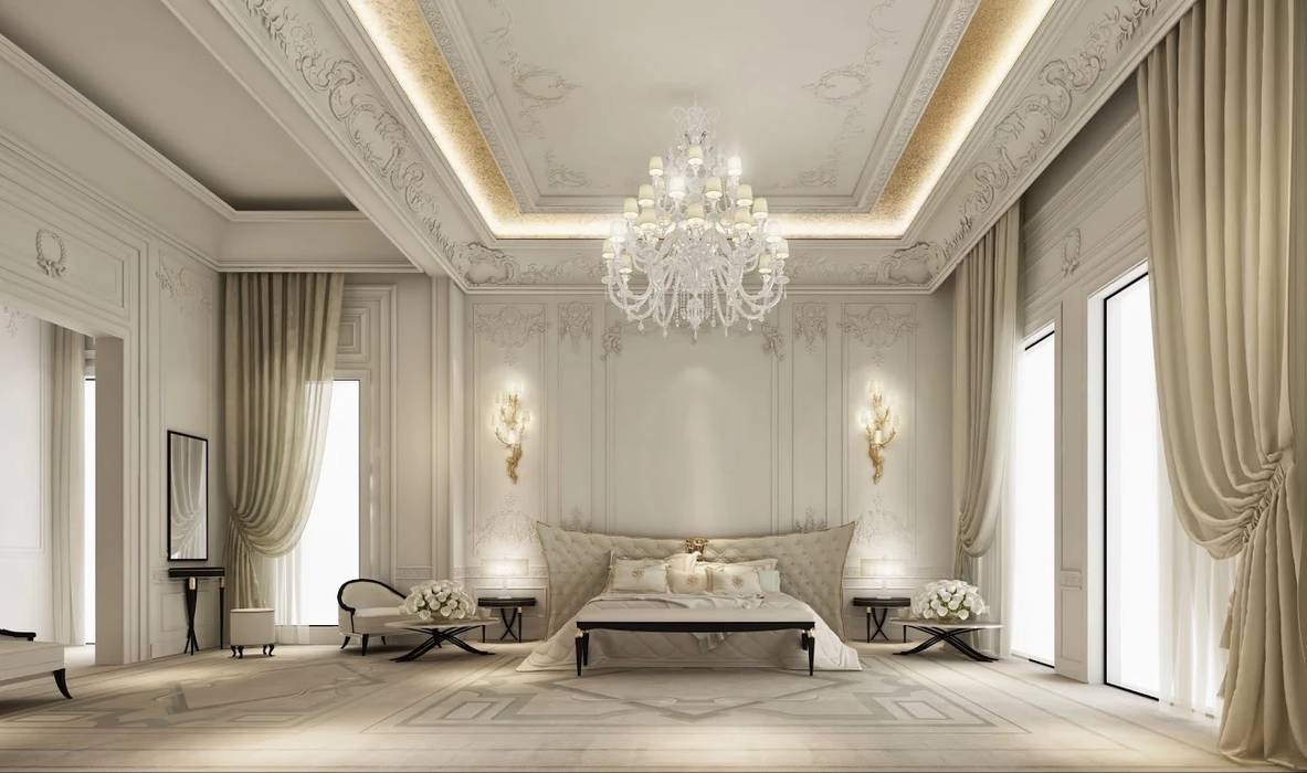 Majestic Bedroom Interior, IONS DESIGN IONS DESIGN غرفة نوم رخام bedroom design,bedroom interior,interior design,residential interior,luxury villa,luxury interior,luxury home,home interior design,dubai,luxury design