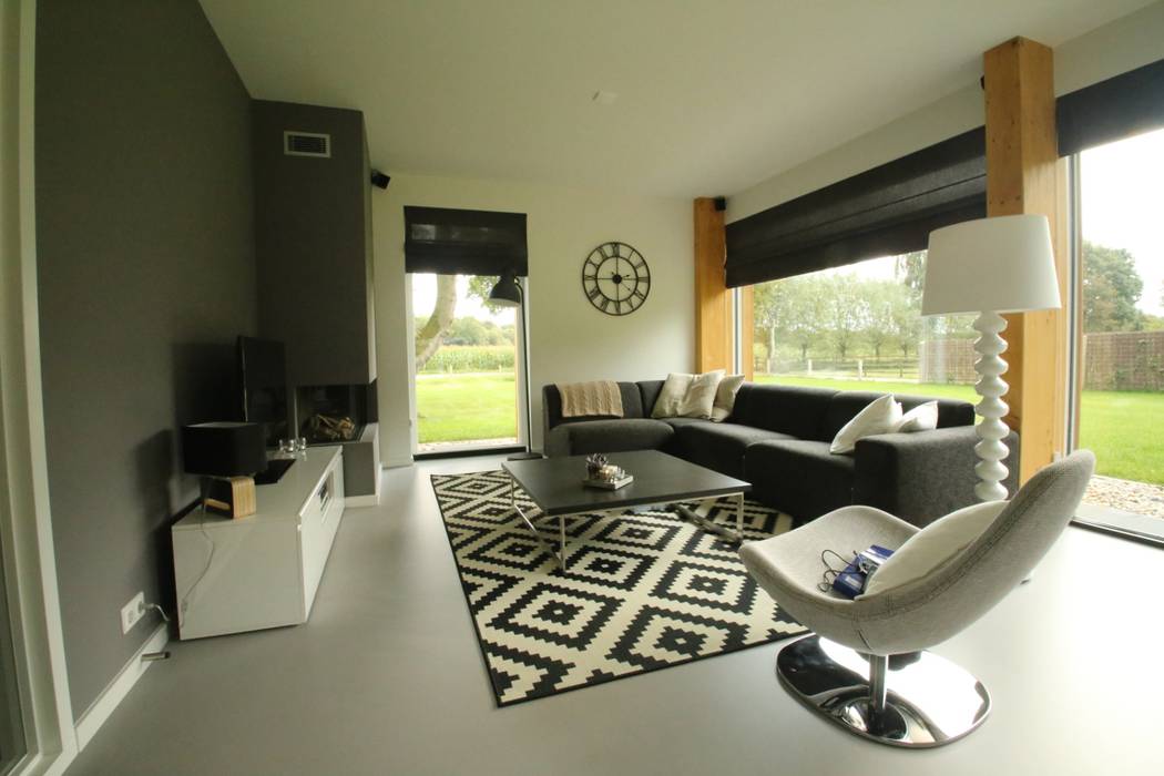 Woning te Nijverdal, Hoogsteder Architecten Hoogsteder Architecten Living room Glass