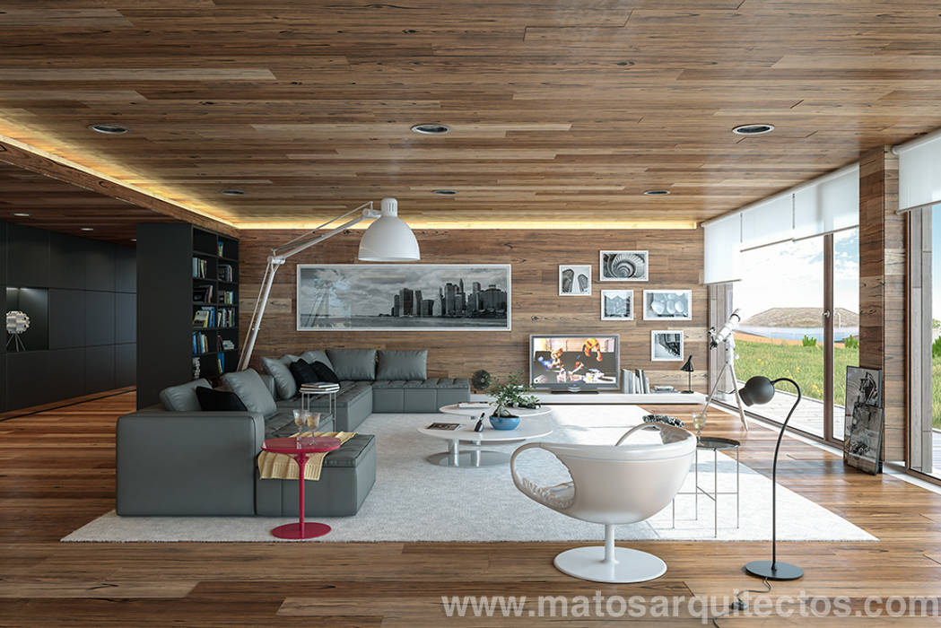 House by River side, Matos Architects Matos Architects Modern living room Solid Wood Multicolored